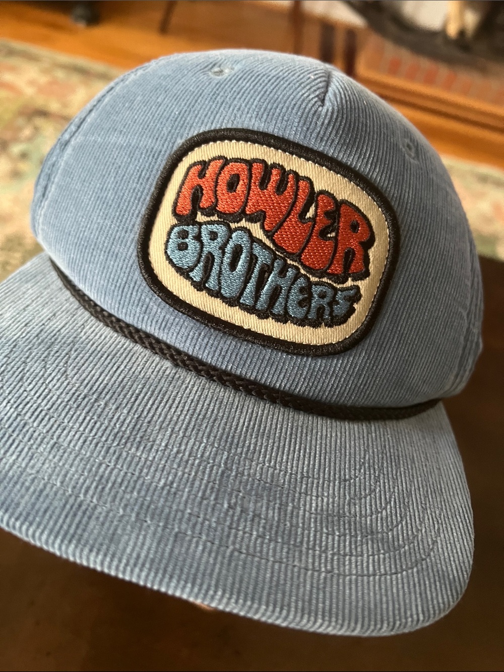 Howler Brothers Sky Blue Corduroy Cap with Red and Cream Patch